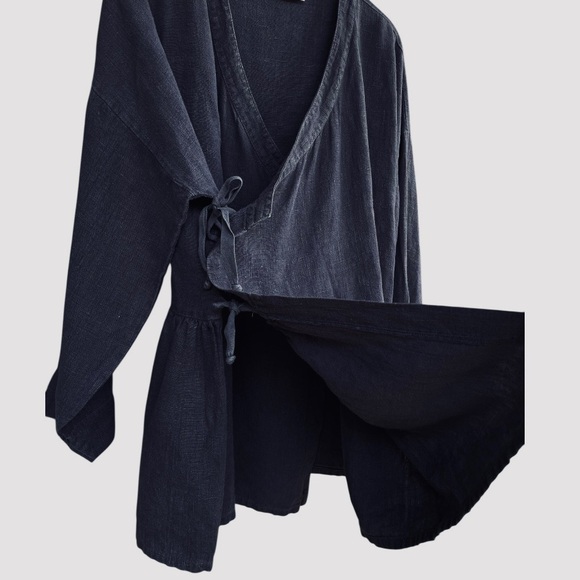 bryn Walker Charcoal Gray V-Neck Wrap Tunic S - Picture 3 of 6